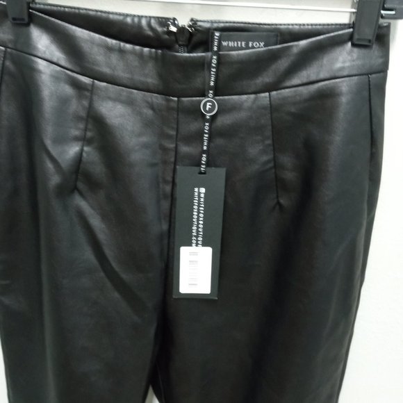 White Fox NWT Faux Leather Boot Cut Blk Pants Sz Small - Picture 7 of 8